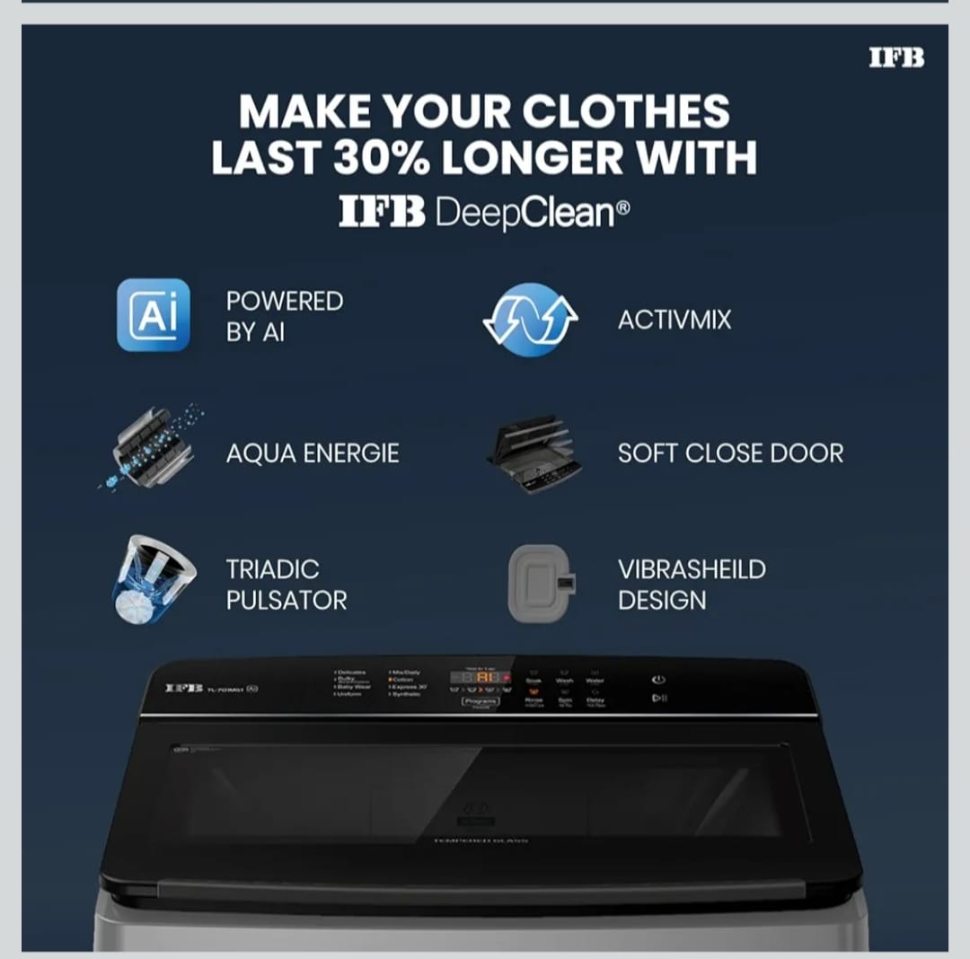 IFB 7 Kg Fully Automatic Front Load Washing Machine | AI Powered, 5 Star Energy Rating