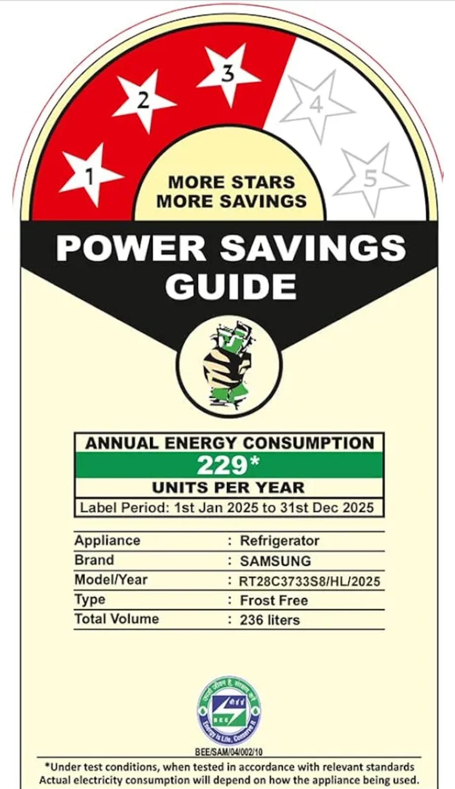 Samsung 236 L, 3 Star, Convertible, Digital Inverter with Display Frost Free Double Door Refrigerator (RT28C3733S8/HL, Silver, Elegant Inox)